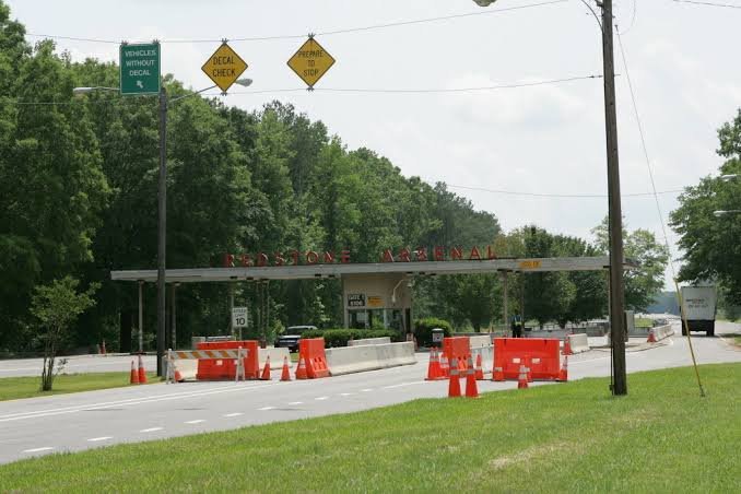 Martin Road and Gate 1 area at Redstone Arsenal in Huntsville, Alabama