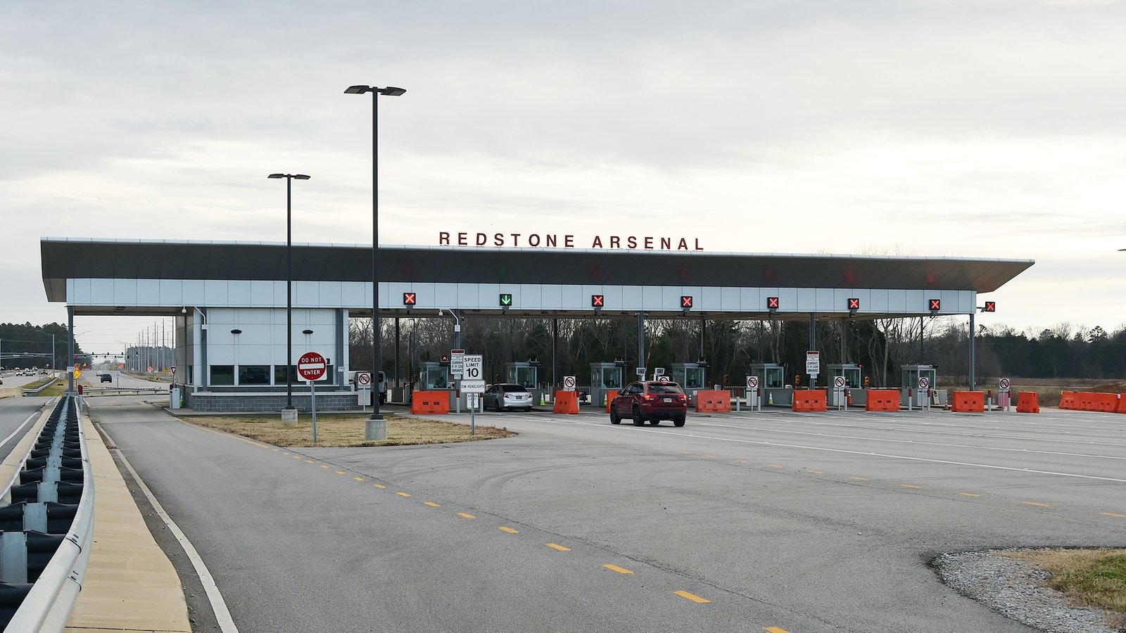 Redstone Arsenal Gate 9 main entrance in Huntsville Alabama
