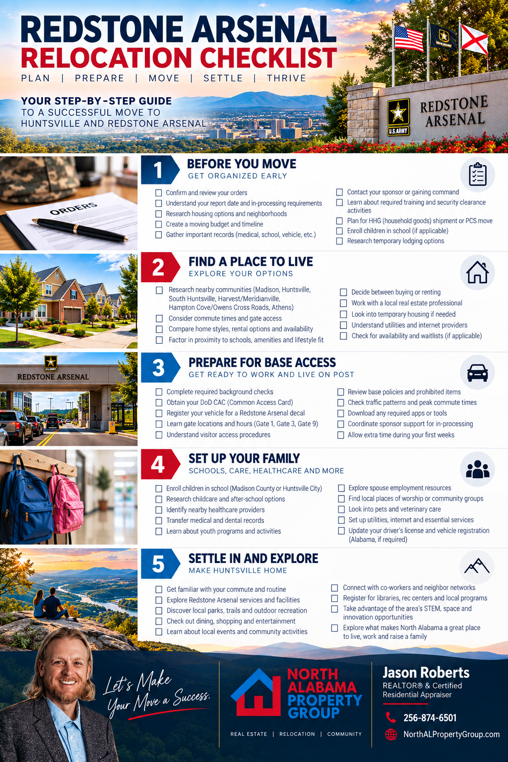 Redstone Arsenal relocation checklist for moving to Huntsville Alabama